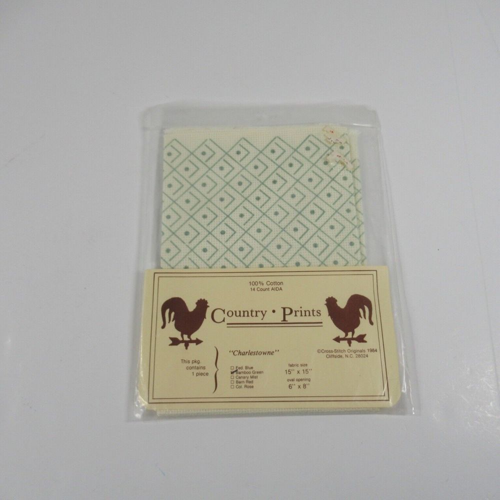 Country Prints 15" x 15" Aida "Charlestowne" Bamboo Green Boarder Cross Stitch